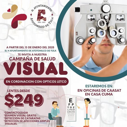 Invitan a vecinos de Atotonilco de Tula a participar en la campaña de Salud Visual