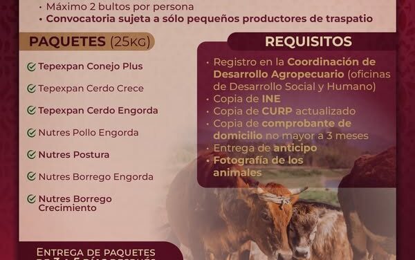Invitan a participar en el Programa de Alimento Pecuario en Atotonilco de Tula