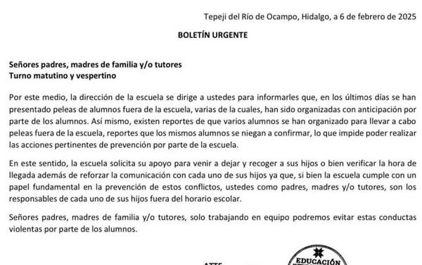 Alertan sobre peleas de alumnos de la Técnica 12 en Tepeji del Río