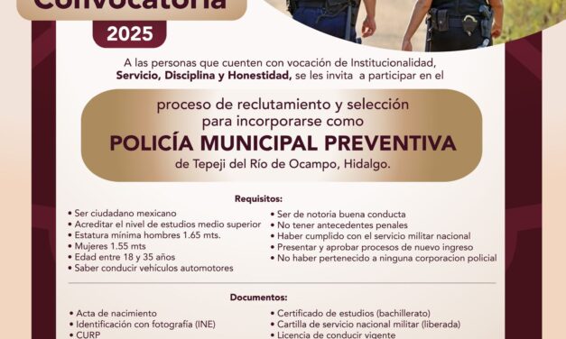 ¡Forma parte de la Policía Municipal de Tepeji del Río!