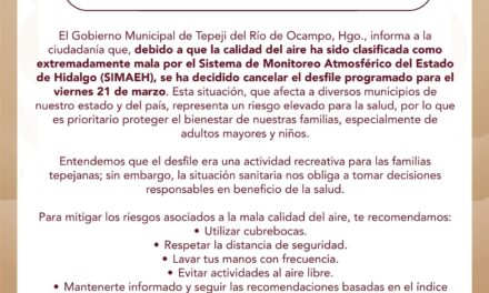 Suspenden desfile en Tepeji de Río por mala calidad de aire