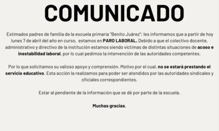 Profesores de primaria de San Ildefonso realizan paro laboral