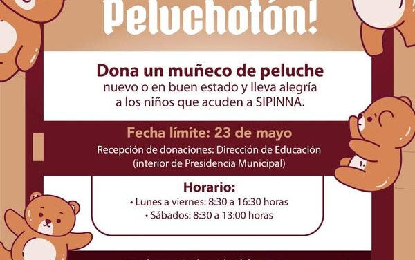 Invita Gobierno de Tepeji del Río a sumarse al “Peluchotón” en beneficio de la niñez