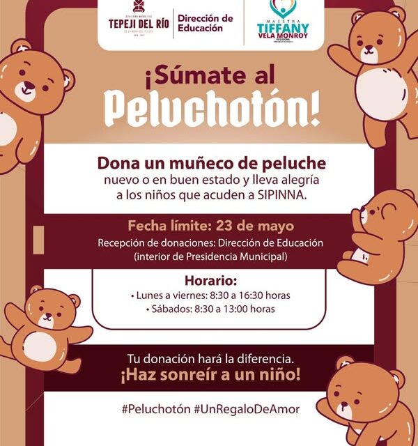 Invita Gobierno de Tepeji del Río a sumarse al “Peluchotón” en beneficio de la niñez