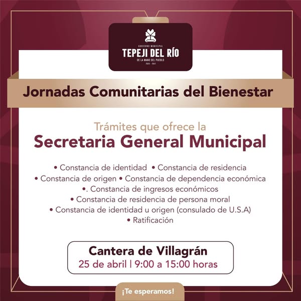 LA JORNADA COMUNITARIA DEL BIENESTAR Llega a Cantera de Villagrán