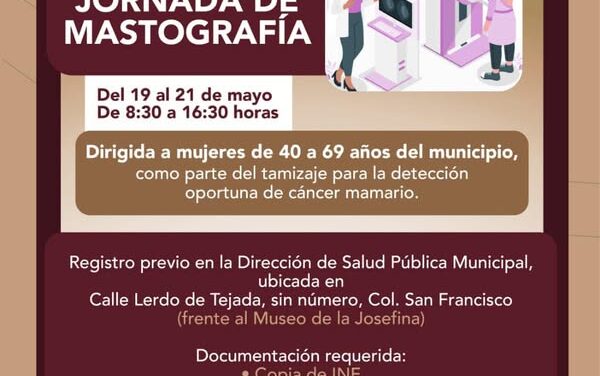 REALIZARÁ GOBIERNO MUNICIPAL JORNADA GRATUITA DE MASTOGRAFÍA PARA MUJERES DE TEPEJI
