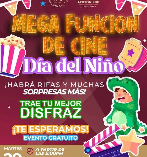Invitan a niñas y niños de Atotonilco de Tula a Función de Cine