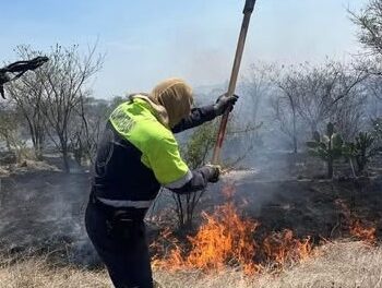 Bomberos de Tepeji sofocan incendio de pastos secos