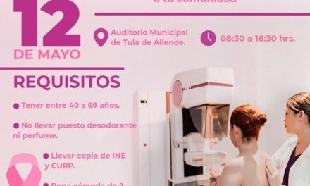 El gobierno de #TulaDeAllende invita a la jornada de mastografías completamente GRATIS, proyecto impulsado por el Despacho del Gobernador.