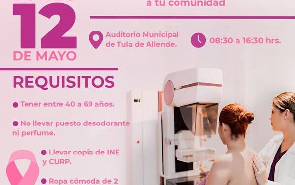 El gobierno de #TulaDeAllende invita a la jornada de mastografías completamente GRATIS, proyecto impulsado por el Despacho del Gobernador.