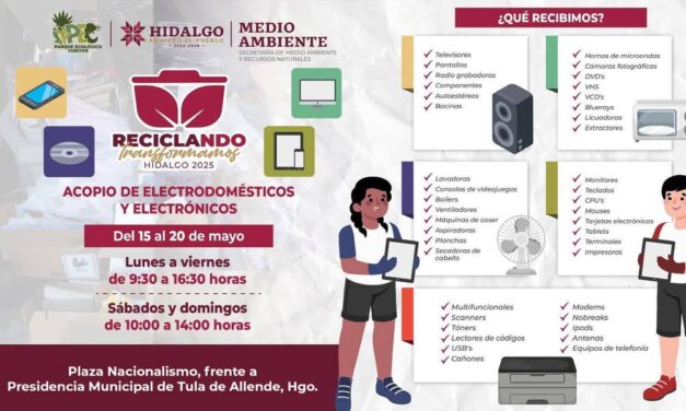 Participa en la campaña de acopio de electrodomésticos y electrónicos en Atotonilco de Tula
