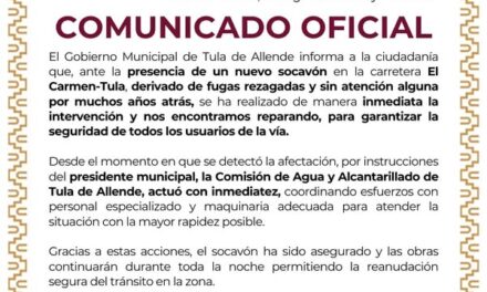 Comunicado oficial Gobierno de Tula de Allende