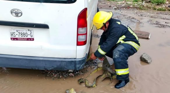 Bomberos de Hidalgo desarrollan el plan de auxilio ante las continuas lluvias registradas en Pachuca y Mineral de la Reforma