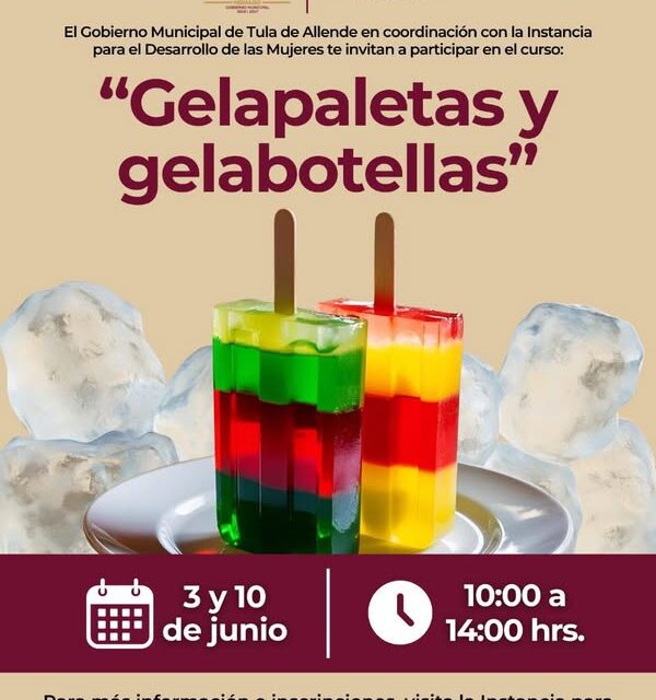 Inscríbete al curso de gelapaletas y gelabotellas en donde aprenderás a crear productos únicos.