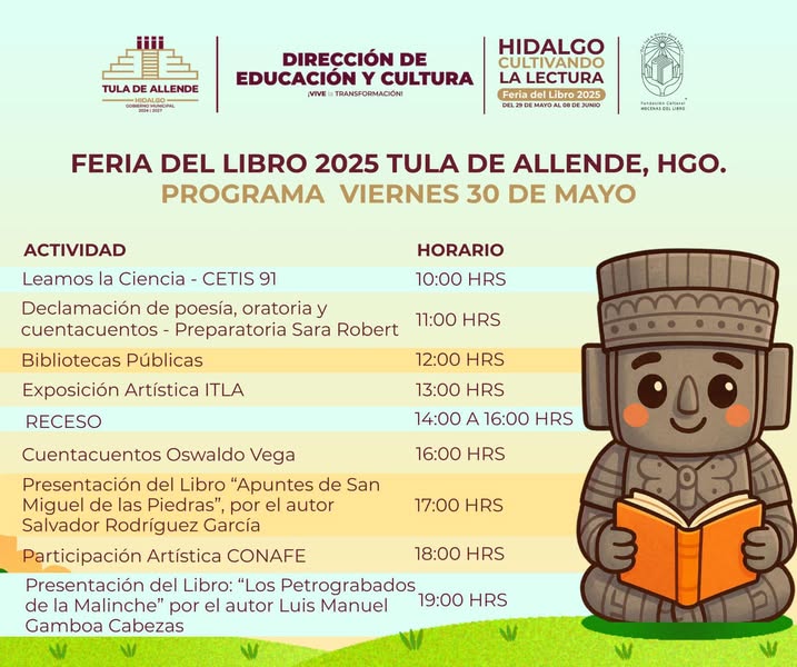 Te compartimos los eventos culturales del día de hoy en la «Feria del libro 2025»