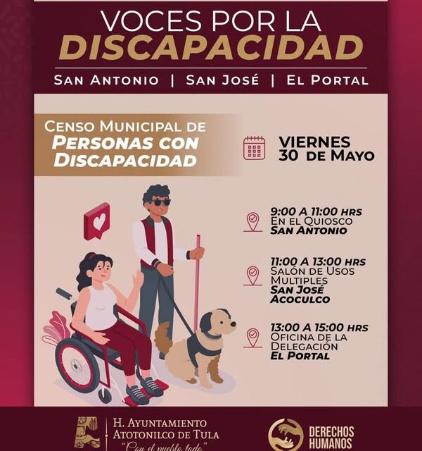 Continía 𝗖𝗲𝗻𝘀𝗼 𝗠𝘂𝗻𝗶𝗰𝗶𝗽𝗮𝗹 𝗱𝗲 𝗣𝗲𝗿𝘀𝗼𝗻𝗮𝘀 𝗰𝗼𝗻 𝗗𝗶𝘀𝗰𝗮𝗽𝗮𝗰𝗶𝗱𝗮𝗱 en #AtotonilcoDeTula
