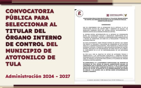 Ayuntamiento aprobó la Convocatoria Pública para designar al titular del Órgano Interno de Control Municipal 2024–202