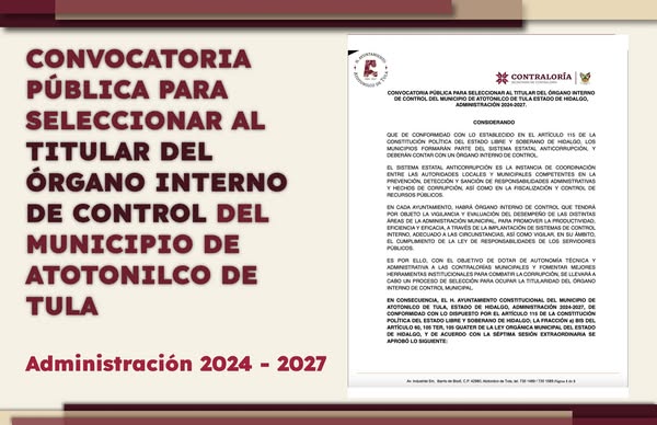 Ayuntamiento aprobó la Convocatoria Pública para designar al titular del Órgano Interno de Control Municipal 2024–202