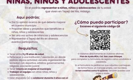 Convocan a ser parte del Consejo Consultivo de Niñas, Niños y Adolescentes de Tepeji del Río