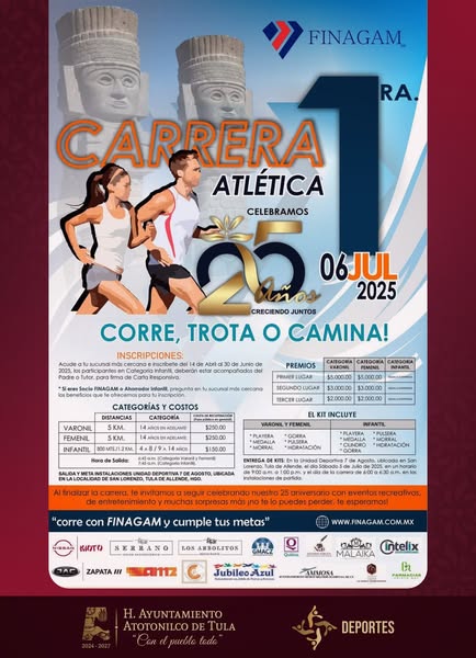 El gobierno de #AtotonilcoDeTula te invita a participar en la 𝟏.ª 𝐂𝐚𝐫𝐫𝐞𝐫𝐚 𝐀𝐭𝐥𝐞́𝐭𝐢𝐜𝐚 𝐅𝐈𝐍𝐀𝐆𝐀𝐌