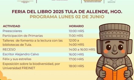 Actividades para este lunes 2 de junio, en el marco de la Feria del Libro 2025 #TulaDeAllende.