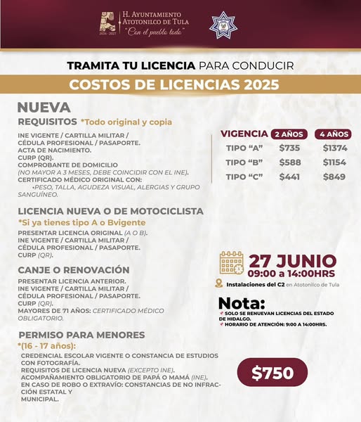 Tramita tu licencia de conducir en Atotonilco de Tula