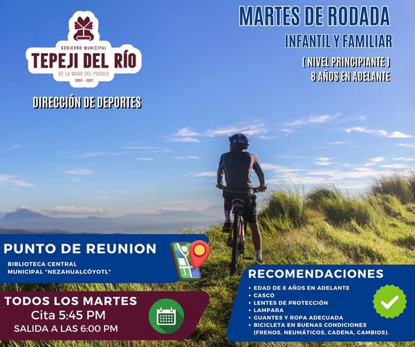 El gobierno de Tepeji te invita a la rodada semanal