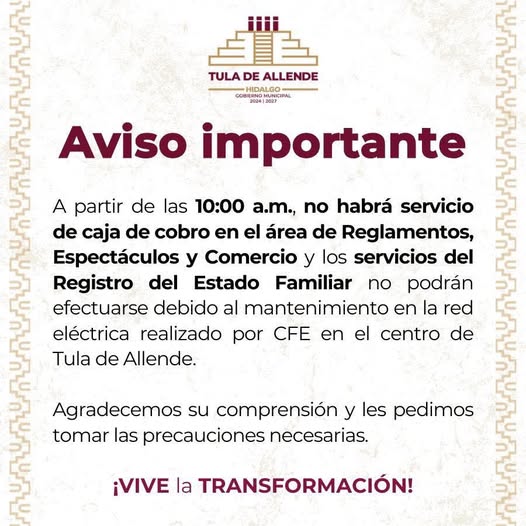 #Aviso #TulaDeAllende