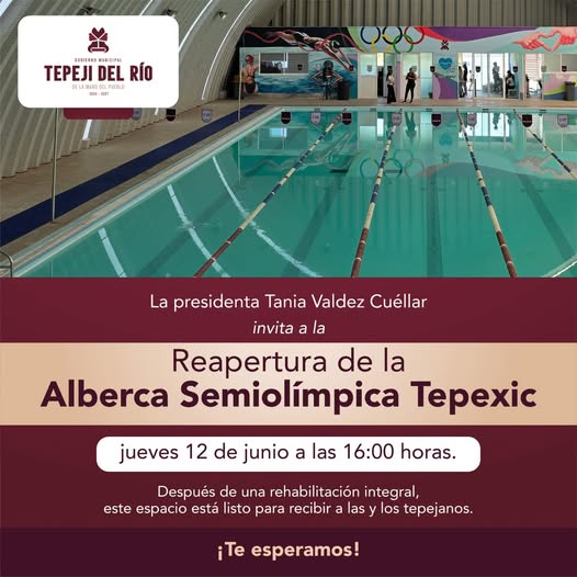 Aún estás a tiempo de llegar a la reapertura de la Alberca Semiolímpica Tepexic, que se llevará a cabo a las 16:00 horas de hoy jueves.