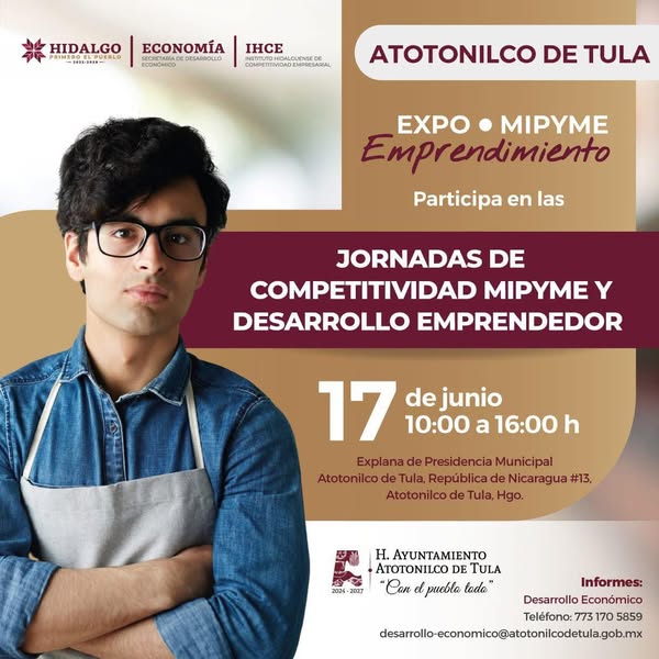 El gobierno de #AtotonilcoDeTula te invita a ser parte de las 𝗝𝗼𝗿𝗻𝗮𝗱𝗮𝘀 𝗱𝗲 𝗖𝗼𝗺𝗽𝗲𝘁𝗶𝘁𝗶𝘃𝗶𝗱𝗮𝗱 𝗠𝗜𝗣𝗬𝗠𝗘 𝘆 𝗗𝗲𝘀𝗮𝗿𝗿𝗼𝗹𝗹𝗼 𝗘𝗺𝗽𝗿𝗲𝗻𝗱𝗲𝗱𝗼𝗿
