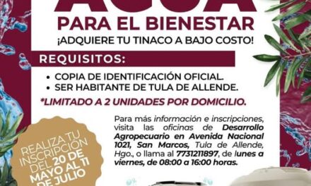 Aun puedes ser parte del programa “Agua para el bienestar”, no dejes pasar la oportunidad de adquirir tu tinaco a bajo costo en #TulaDeAllende