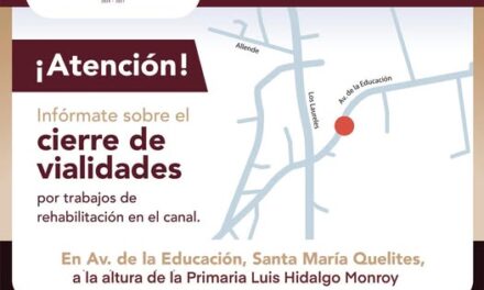 Cierre temporal de vialidad en Santa María Quelites por trabajos de rehabilitación