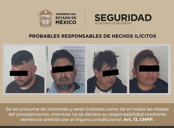 Cuatro personas detenidas por presunto robo a transportista en la autopista México Querétaro.