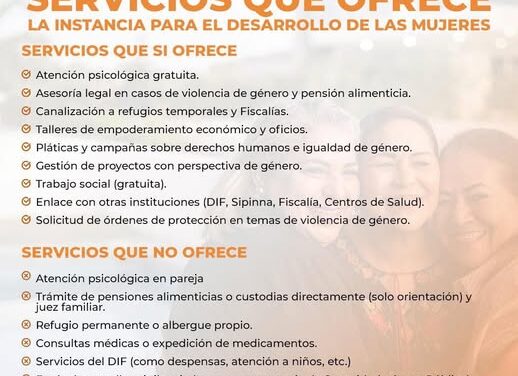 Conoce los servicios que te brinda la Instancia para el Desarrollo de las Mujeres de Tula de Allende