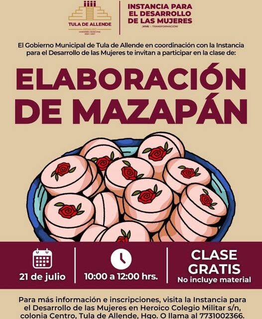 Gobierno de Tula invita al curso de elaboración de mazapanes
