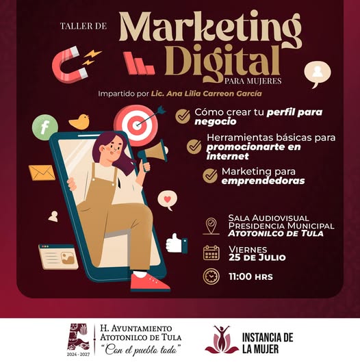 Impartirán taller de Marketing Digital para Mujeres en Atotonilco de Tula