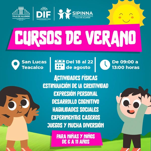 DIF Tula invita a niñas, niños y adolescentes aparticipar en los cursos de verano