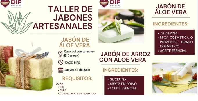 El gobierno de #TepejiDelRío te invita a participar en el Taller de Jabones Artesanales.