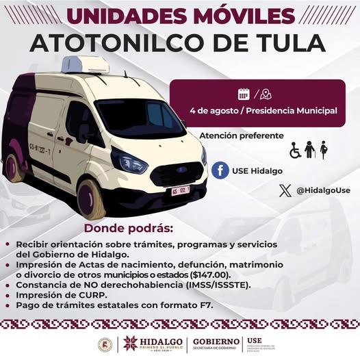 𝐋𝐚𝐬 𝐔𝐧𝐢𝐝𝐚𝐝𝐞𝐬 𝐌𝐨́𝐯𝐢𝐥𝐞𝐬 𝐝𝐞𝐥 𝐆𝐨𝐛𝐢𝐞𝐫𝐧𝐨 𝐝𝐞 𝐇𝐢𝐝𝐚𝐥𝐠𝐨 𝐥𝐥𝐞𝐠𝐚𝐧 𝐚 𝐀𝐭𝐨𝐭𝐨𝐧𝐢𝐥𝐜𝐨 𝐝𝐞 𝐓𝐮𝐥𝐚