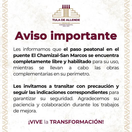 #Aviso #TulaDeAllende