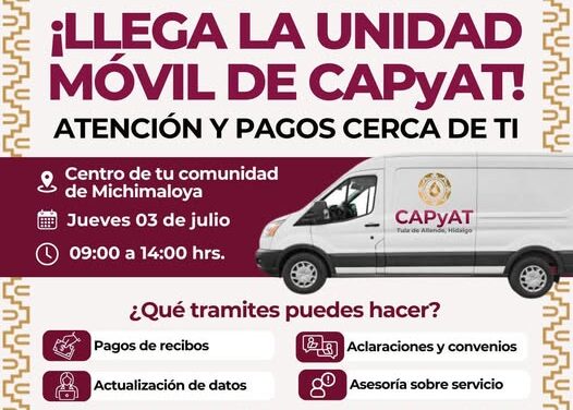 La unidad móvil de la Comisión de Agua y Alcantarillado del Municipio de #TulaDeAllende acerca sus servicios a tu colonia o comunidad.
