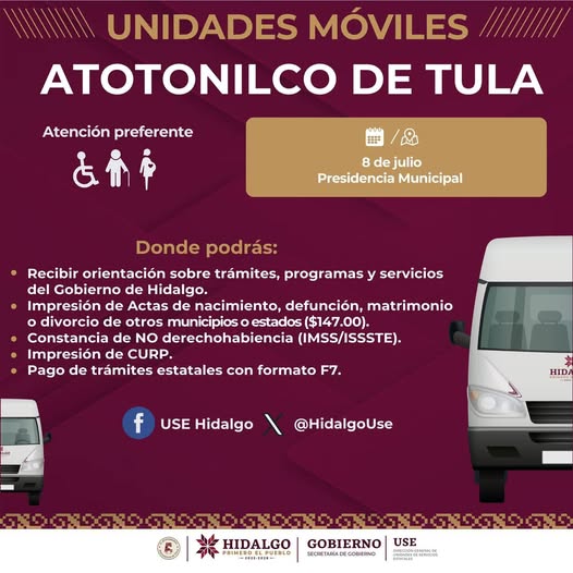 𝐋𝐚𝐬 𝐔𝐧𝐢𝐝𝐚𝐝𝐞𝐬 𝐌𝐨́𝐯𝐢𝐥𝐞𝐬 𝐝𝐞𝐥 𝐆𝐨𝐛𝐢𝐞𝐫𝐧𝐨 𝐝𝐞 𝐇𝐢𝐝𝐚𝐥𝐠𝐨 𝐥𝐥𝐞𝐠𝐚𝐧 𝐚 𝐀𝐭𝐨𝐭𝐨𝐧𝐢𝐥𝐜𝐨 𝐝𝐞 𝐓𝐮𝐥𝐚