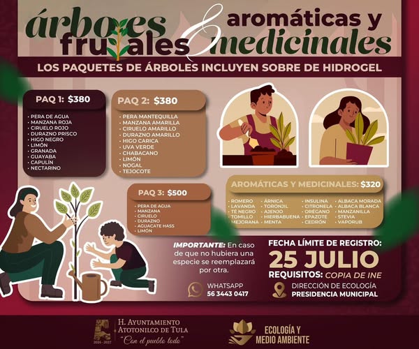 La convocatoria para el programa de entrega de árboles frutales se vuelve a abrir