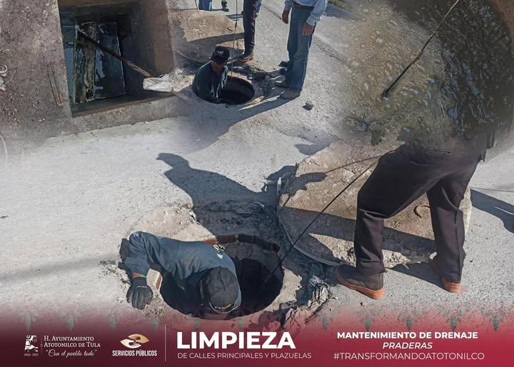 Realizan trabajos de mantenimiento en el sistema de drenaje de la localidad de Praderas