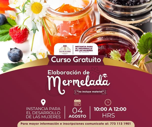 Impartirán curso gratuito para elaborar mermeladas en Tula de Allende