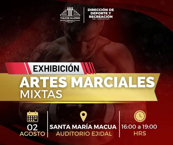 El Gobierno Municipal de Tula de Allende invita a la exhibición de artes marciales mixtas