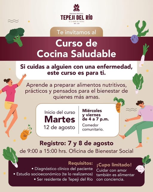 El Gobierno Municipal de Tepeji del Río invita al Curso de Cocina Saludable