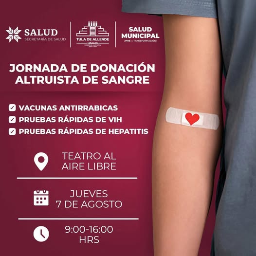 Participa en la “jornada de donación altruista de sangre” en Tula de Allende