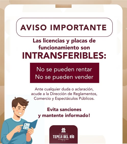 Las licencias y placas de funcionamiento son INTRANSFERIBLES.