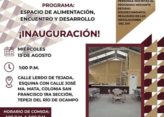Inaugurarán Comedor Comunitario en Tepeji del Río